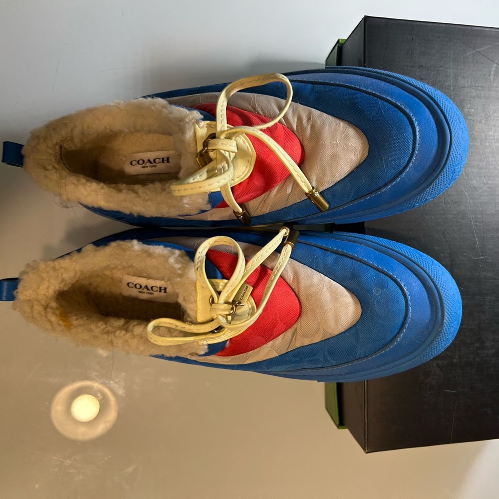 Coach Blue, Red & Cream Heart-Accent Ankle Booties - Picture 2 of 7